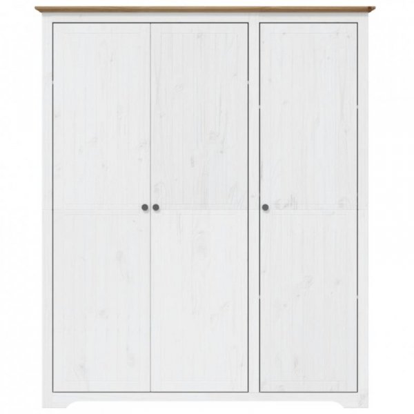 Szafa BODO, biało-brązowa, 146x53,5x173 cm, lite drewno sosnowe