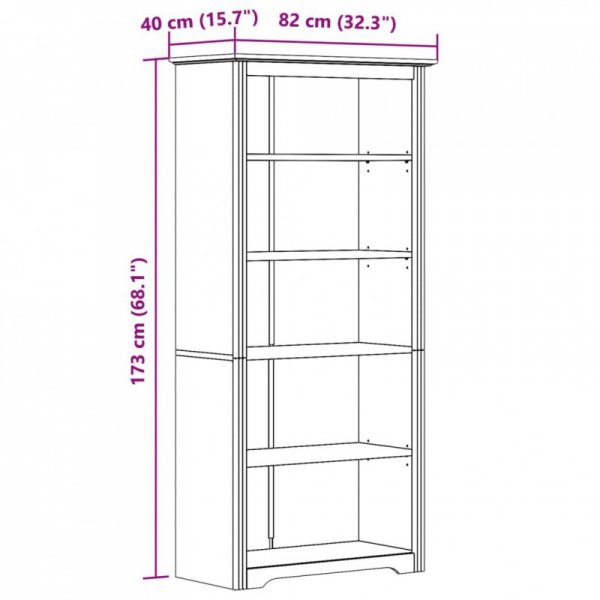 Biblioteczka BODO, biała, 82x40x173 cm, sosnowa, 5 półek