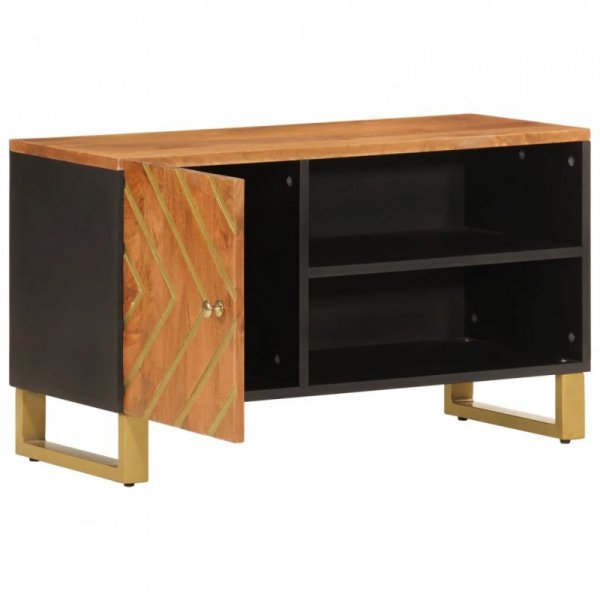 Szafka pod TV, brązowo-czarna 80x31,5x46 cm, lite drewno mango