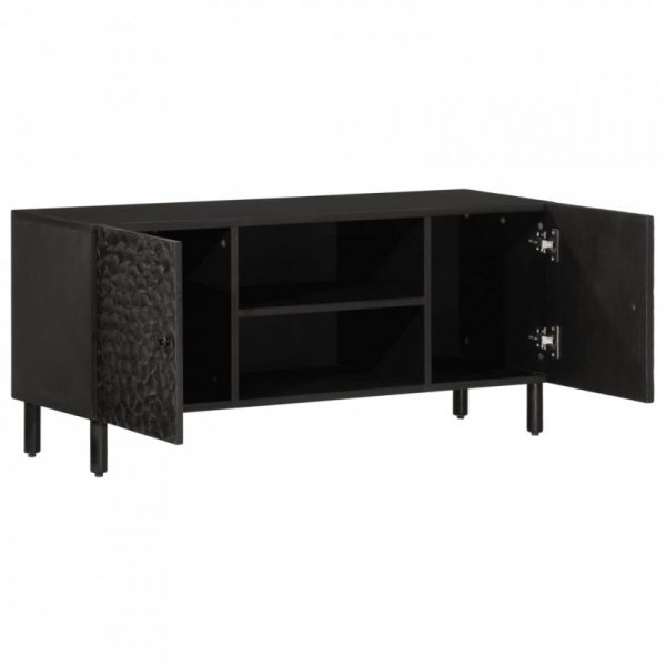 Szafka pod telewizor, czarna, 105x33x46 cm, lite drewno mango