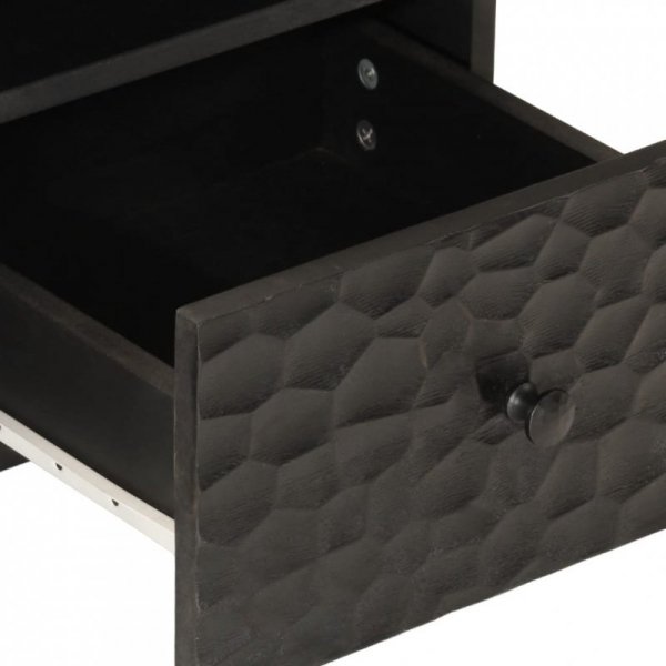 Szafka pod telewizor, czarna, 70x33x46 cm, lite drewno mango