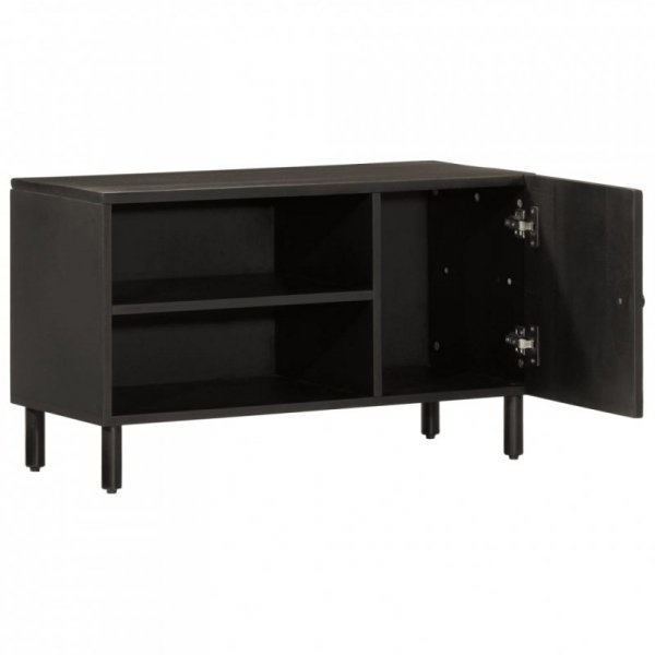 Szafka pod telewizor, czarna, 80x31x46 cm, lite drewno mango