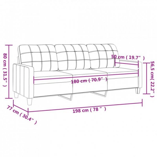 3-osobowa sofa, winna czerwień, 180 cm, sztuczna skóra