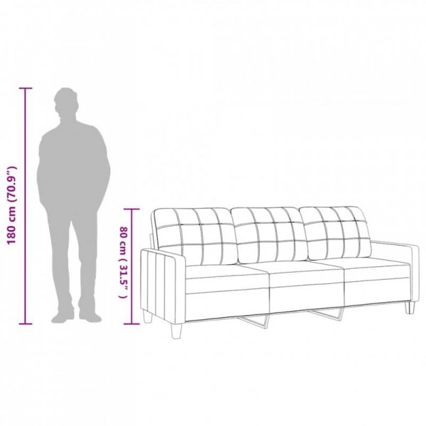 3-osobowa sofa, winna czerwień, 180 cm, sztuczna skóra
