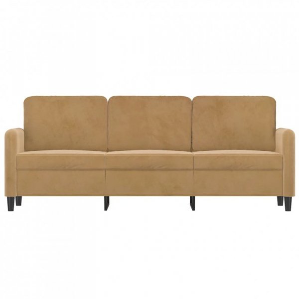 Sofa 3-osobowa, brązowa, 180 cm, tapicerowana aksamitem