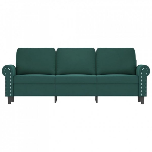 Sofa 3-osobowa, ciemnozielony, 180 cm, obita aksamitem
