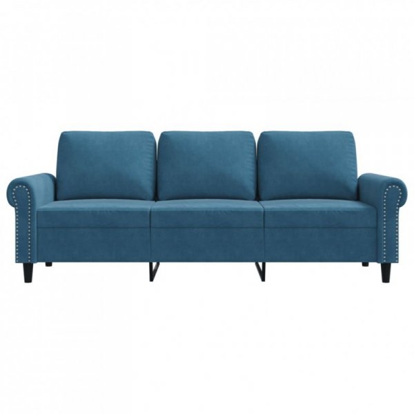 Sofa 3-osobowa, niebieski, 180 cm, tapicerowana aksamitem