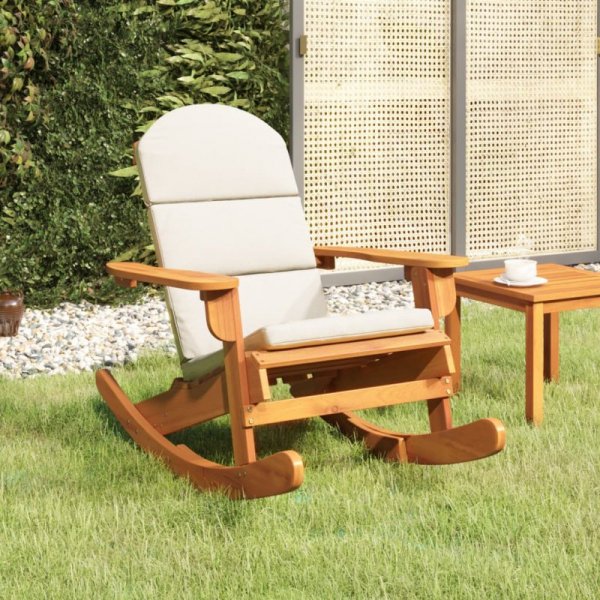 Fotel bujany Adirondack z poduszkami, lite drewno akacjowe
