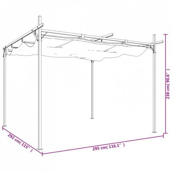 Pergola ze zwijanym dachem, kremowa, 295x292x230 cm