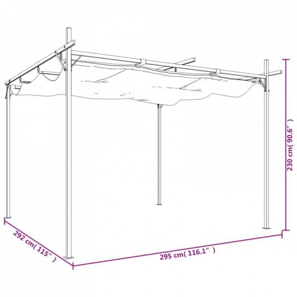 Pergola ze zwijanym dachem, taupe, 295x292x230 cm