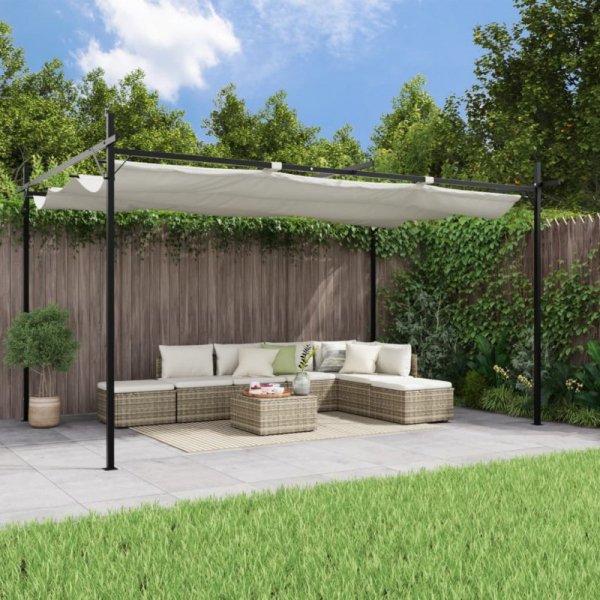 Pergola ze zwijanym dachem, kremowa, 395x292x230 cm