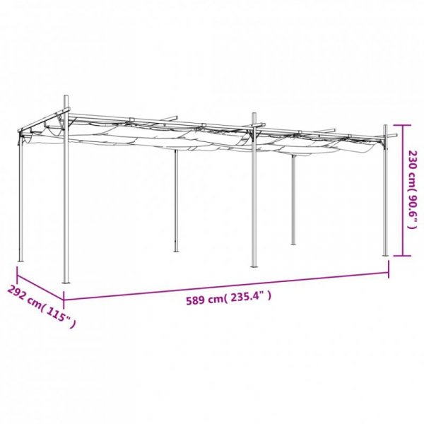 Pergola ze zwijanym dachem, taupe, 589x292x230 cm