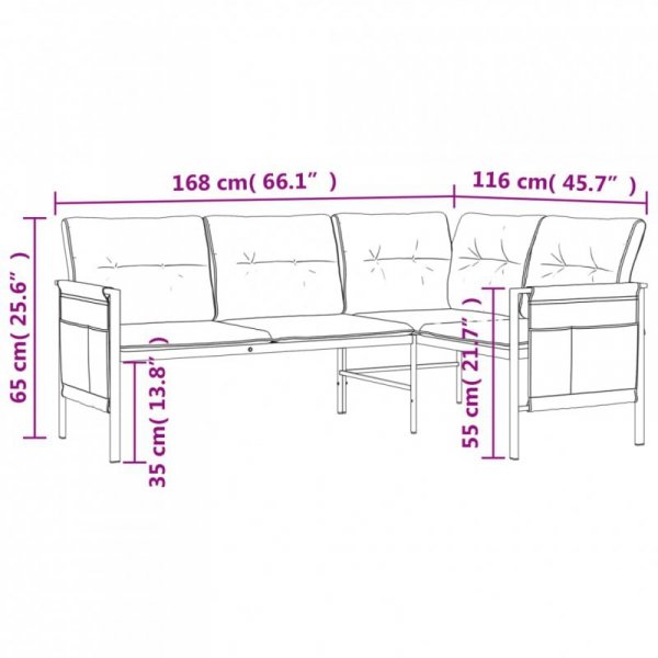 Ogrodowa sofa narożna, antracytowa, stal i textilene