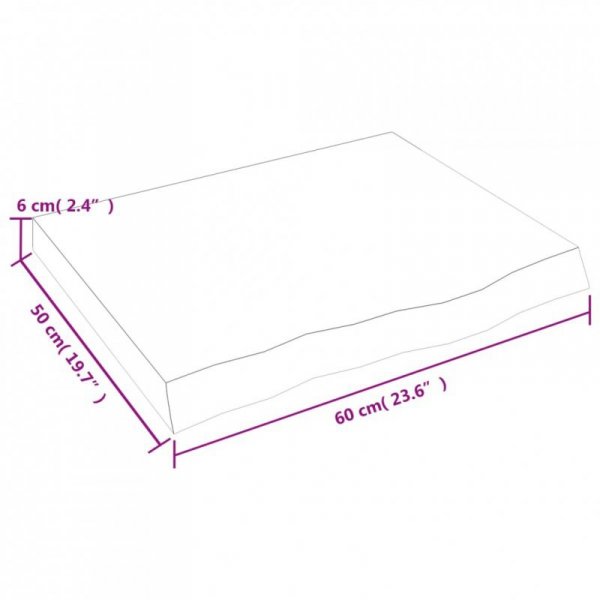 Półka, 60x50x(2-6) cm, surowe lite drewno dębowe