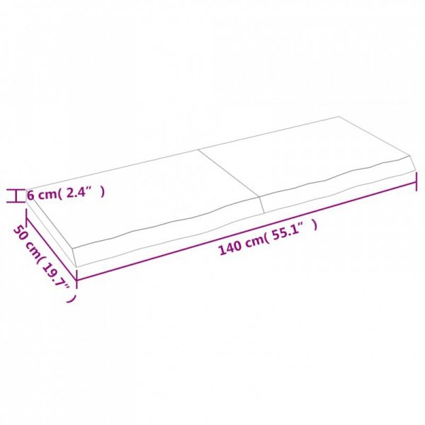 Półka, 140x50x(2-6) cm, surowe lite drewno dębowe