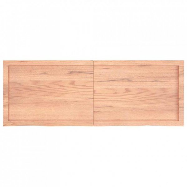 Półka, brązowa, 140x50x(2-4) cm, lakierowane lite drewno dębowe