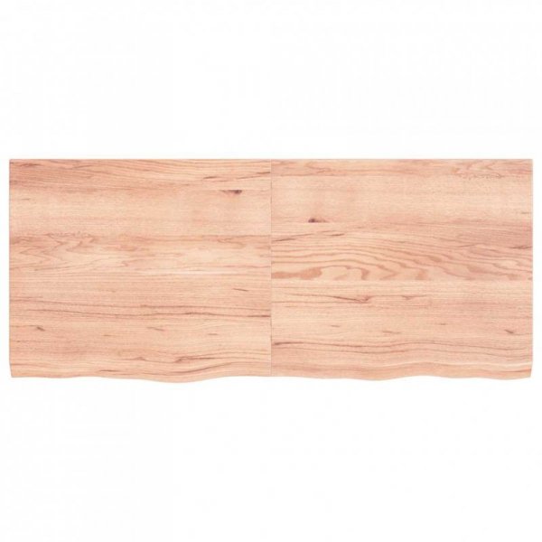Półka, brązowa, 140x60x(2-4) cm, lakierowane lite drewno dębowe