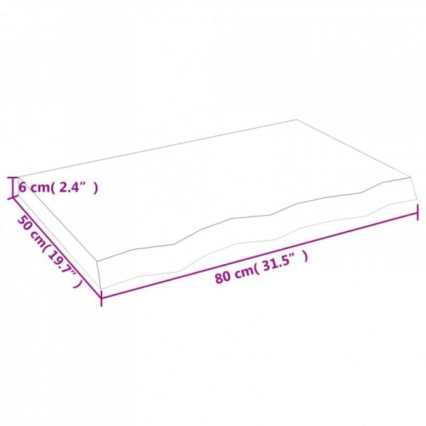 Półka, ciemnobrązowa, 80x50x(2-6) cm, wykończone drewno dębowe