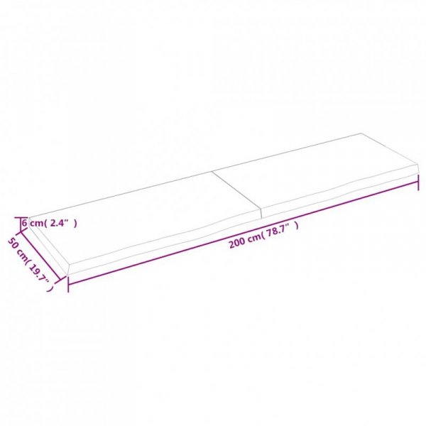 Półka, ciemnobrązowa, 200x50x(2-6) cm, wykończone drewno dębowe