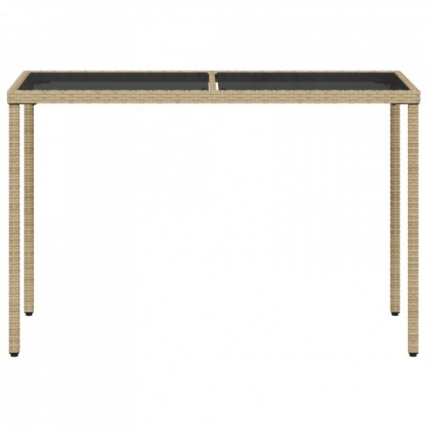 Stół ogrodowy ze szklanym blatem, beż, 115x54x74 cm, rattan PE