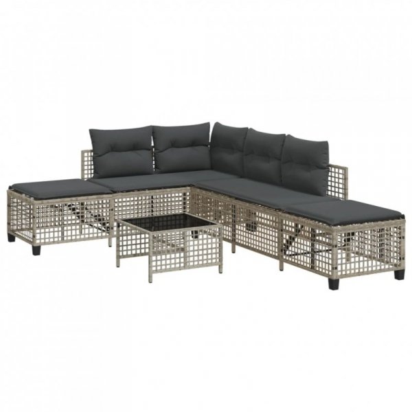 3-cz. narożna sofa ogrodowa z poduszkami, jasnoszara