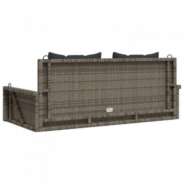 Ławka bujana z poduszkami, szara, 119x56x48 cm, polirattan