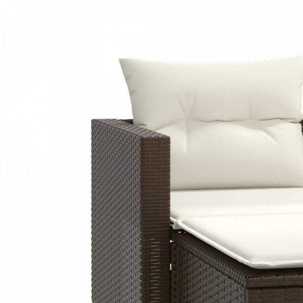 2-osobowa sofa ogrodowa z podnóżkami, brązowa, polirattan