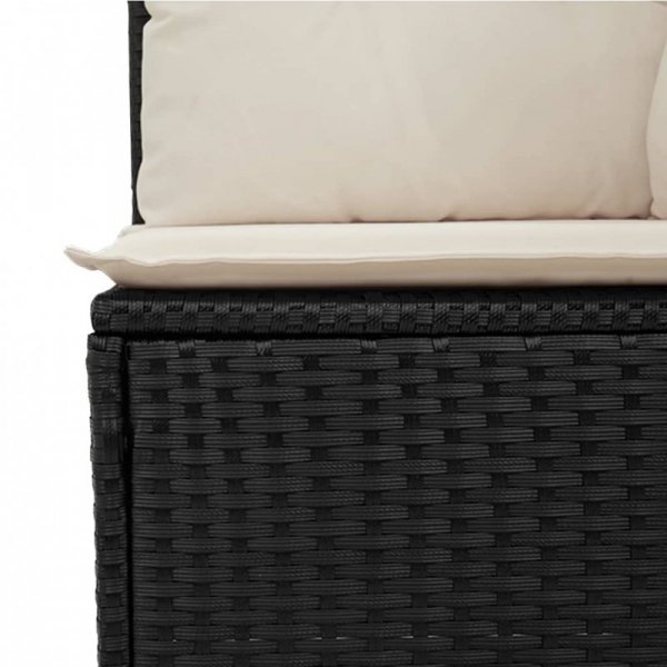 Sofa ogrodowa z poduszkami, 3-osobowa, czarna, polirattan