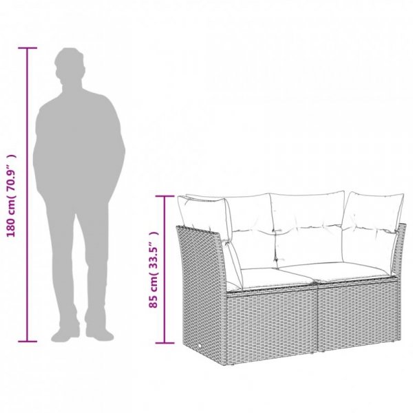 Sofa ogrodowa z poduszkami, 2-osobowa, beż, polirattan