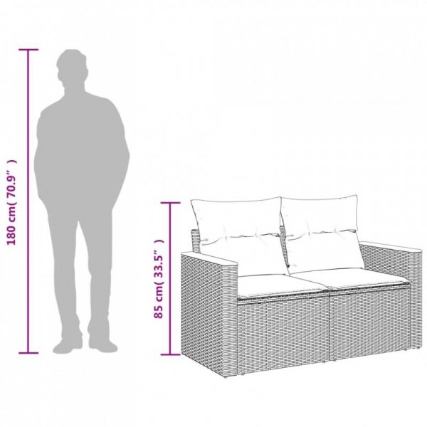 Sofa ogrodowa z poduszkami, 2-osobowa, szara, polirattan