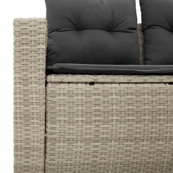 Sofa ogrodowa z poduszkami, 2-osobowa, jasnoszara, polirattan