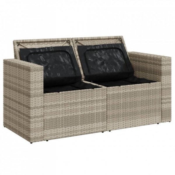 Sofa ogrodowa z poduszkami, 2-osobowa, jasnoszara, polirattan