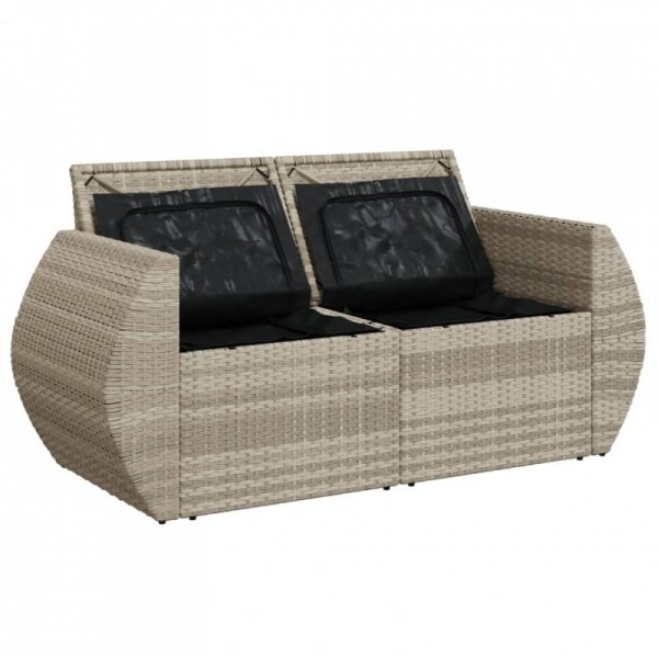 Sofa ogrodowa z poduszkami, 2-osobowa, jasnoszara, polirattan