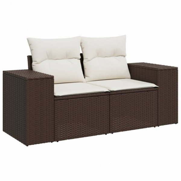 Sofa ogrodowa z poduszkami, 2-osobowa, brązowa, polirattan