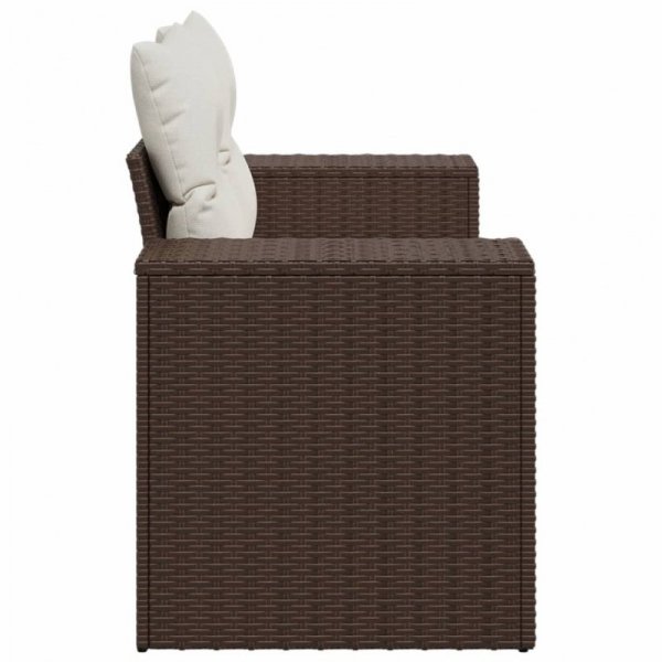 Sofa ogrodowa z poduszkami, 2-osobowa, brązowa, polirattan