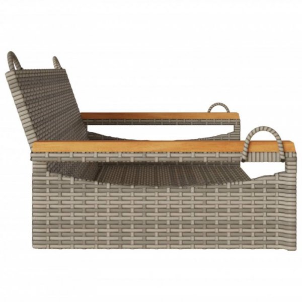 Ławka bujana, szara, 109x62x40 cm, polirattan