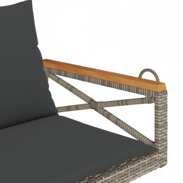 Ławka bujana z poduszkami, szara, 109x62x40 cm, polirattan