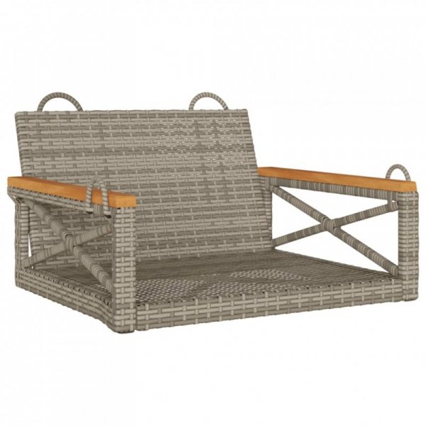 Ławka bujana, szara, 63x62x40 cm, polirattan