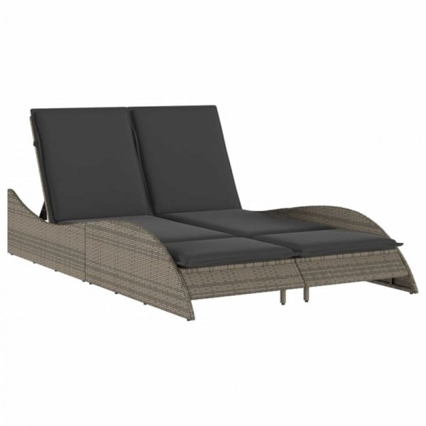 Leżanka z poduszkami, szara, 114x205x73 cm, polirattan