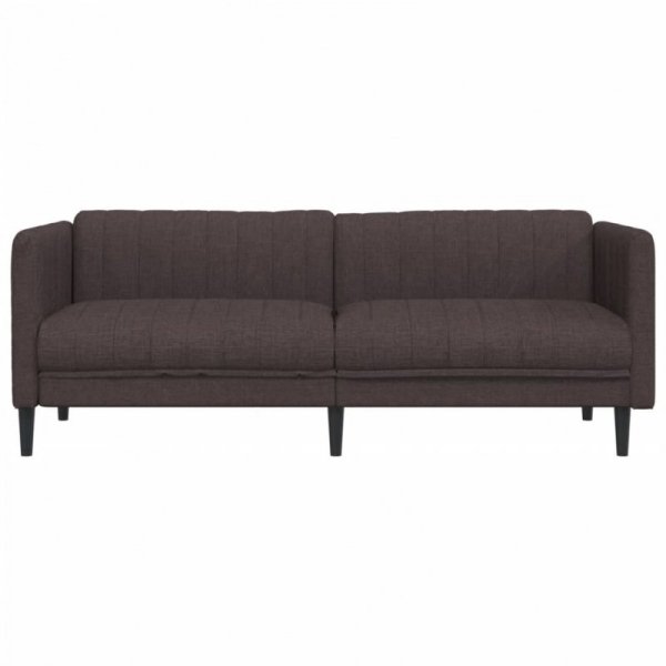Sofa 3-osobowa, ciemnobrązowa, tapicerowana tkaniną
