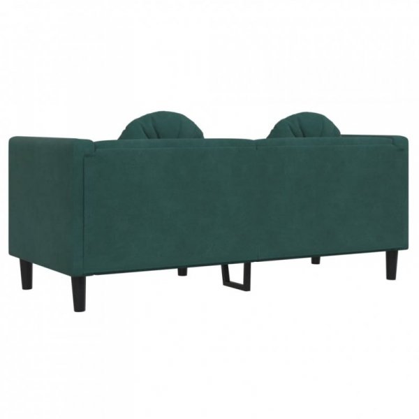 Sofa 2-osobowa z poduszkami, ciemnozielona, aksamit