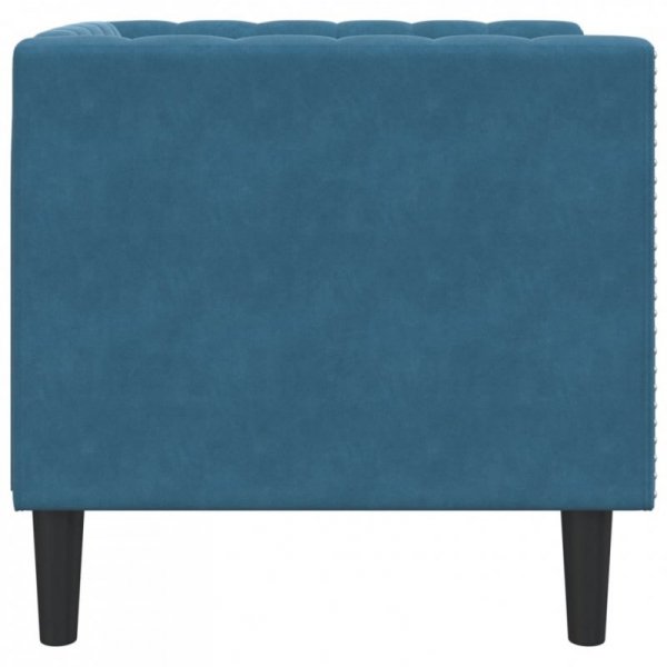 Fotel Chesterfield, niebieski, tapicerowany aksamitem