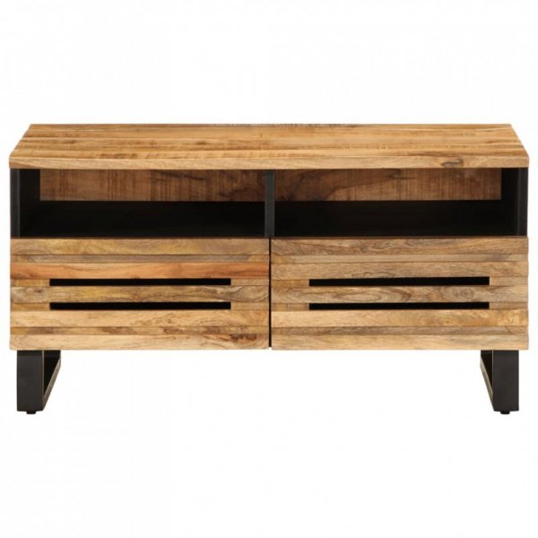 Stolik kawowy, 80x55x40 cm, surowe lite drewno mango