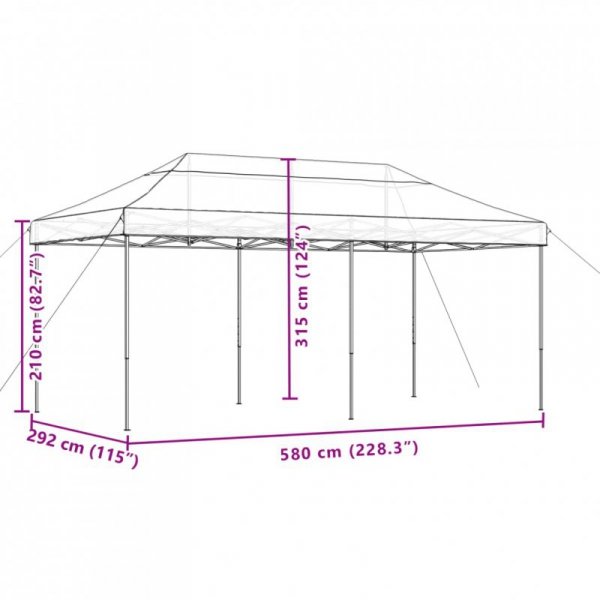 Składany namiot imprezowy typu pop-up, taupe, 580x292x315 cm