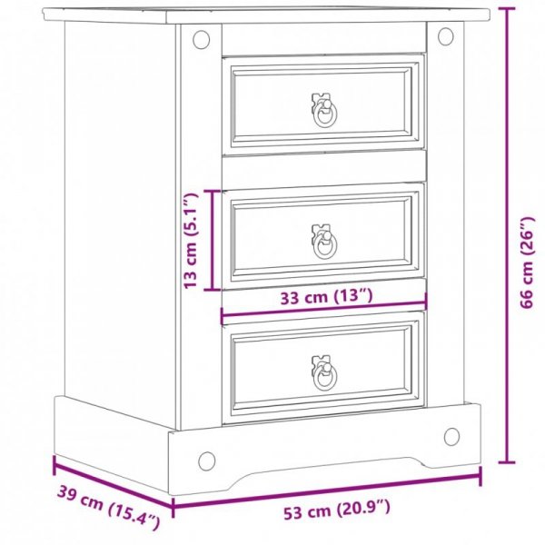 Szafka nocna Corona, 53x39x66 cm, lite drewno sosnowe