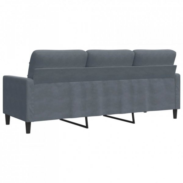 Sofa 3-osobowa, ciemnoszara, 180 cm, obita aksamitem