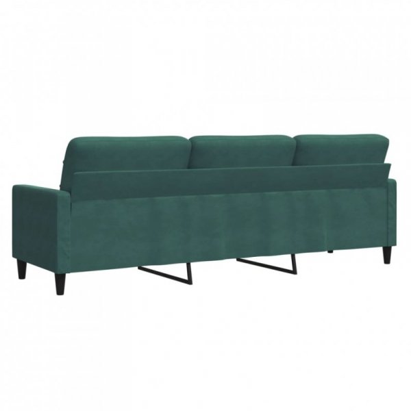 Sofa 3-osobowa, ciemnozielony, 210 cm, obita aksamitem