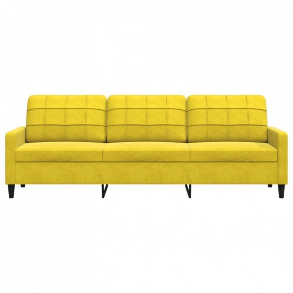Sofa 3-osobowa, żółty, 210 cm, tapicerowana aksamitem