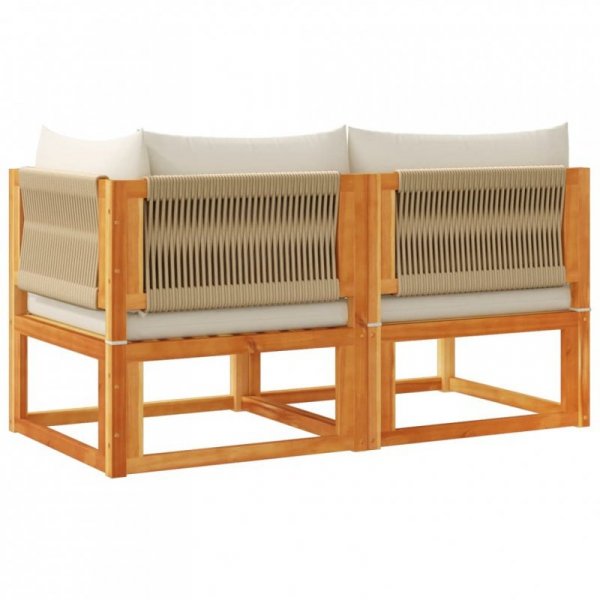 Sofa ogrodowa z poduszkami, 2-osobowa, lite drewno akacjowe