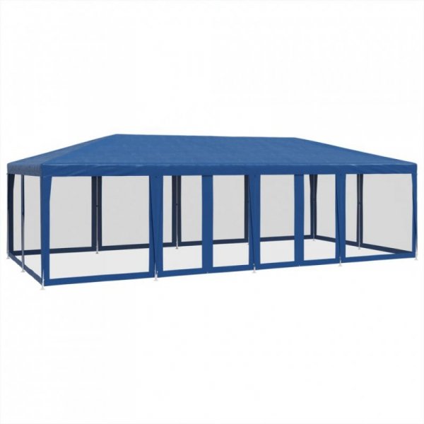 Namiot imprezowy z 12 ścianami z siatki, niebieski, 8x4 m, HDPE